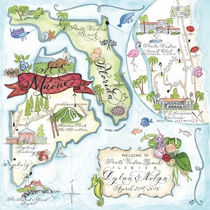 Mappa della storia d'amore / viaggio / amore dipinta a mano