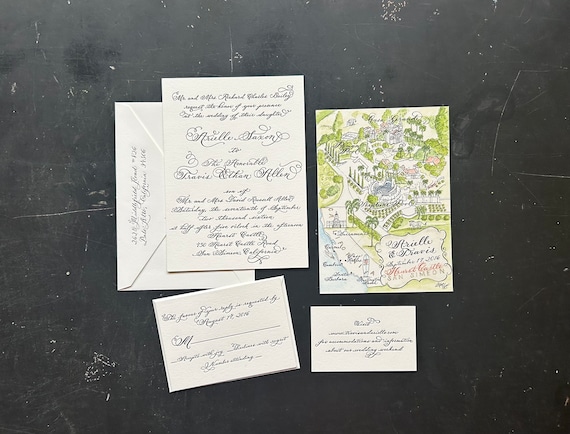 Letterpress Wedding Invitation // hand calligraphy  on duplex cotton cardstock, basic, Love no. 236