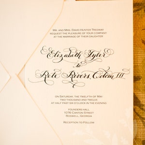 Traditional Calligraphy Wedding Invitation on Cotton Paper...Love No. 007...Ecofriendly