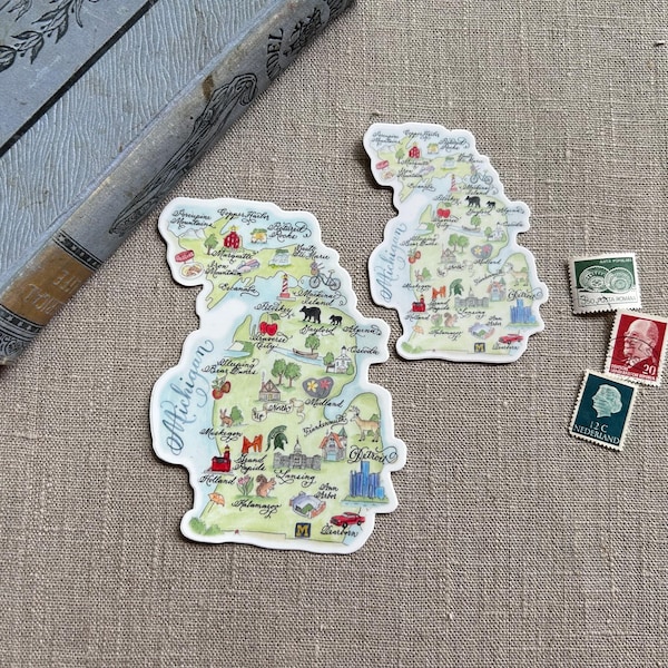 Kaartstickers Michigan State - klein en medium - waterdicht