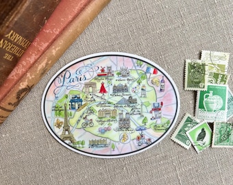 Paris, France Map Sticker - Waterproof - Paris gift