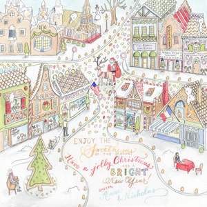 Aangepaste aquarelkerstkaarten op luxe katoenen karton