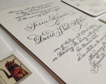 Invitación de boda impresa en tipografía // caligrafía a mano sobre cartulina de algodón dúplex, básica, Love n.º 17 "Walden"