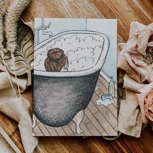 Tarjeta de bañera con patas estilo vintage: tarjeta individual, juego de 4 y caja de lujo con 10