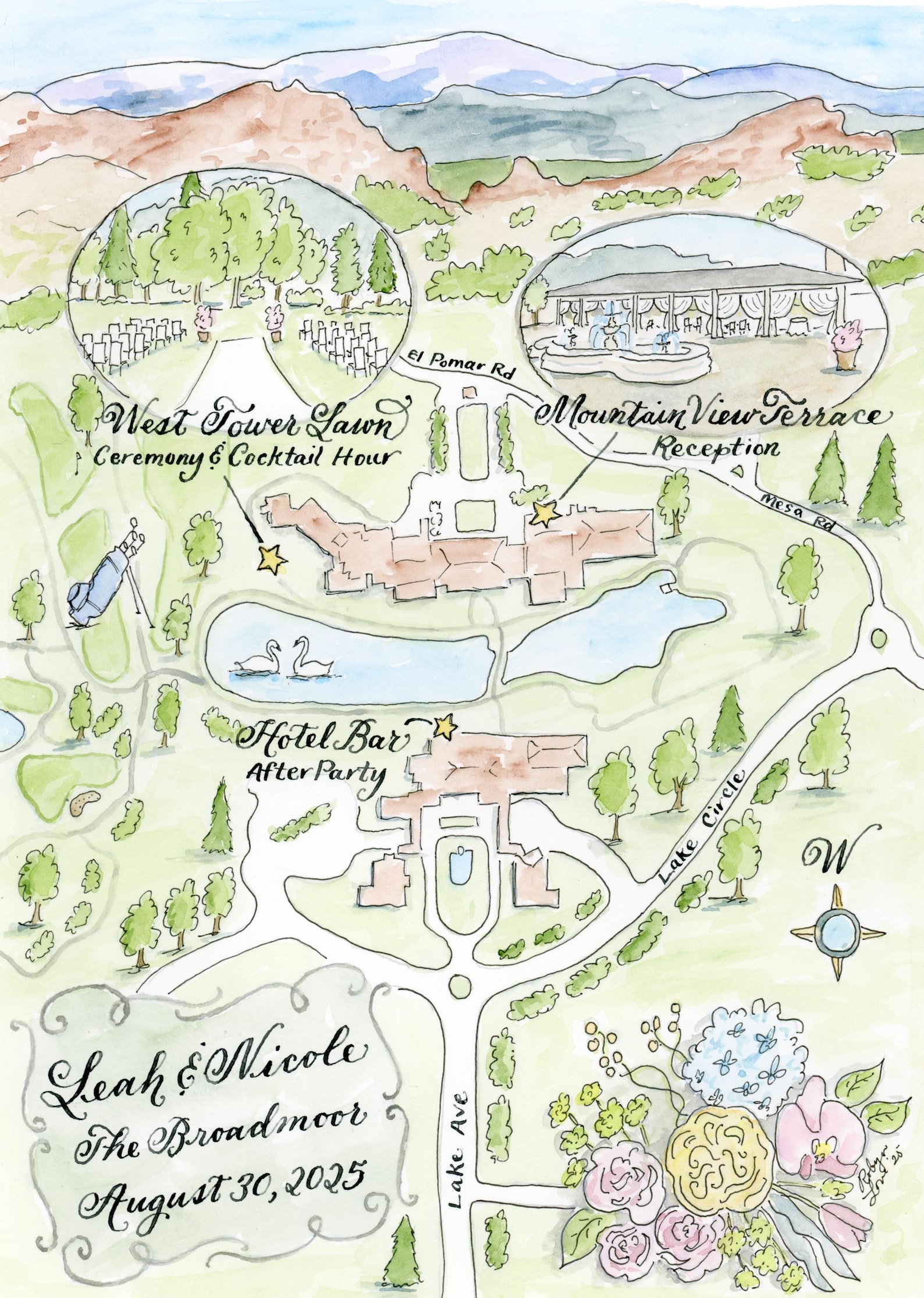 Wedding Venue Watercolor Wedding Map Invitations DIY, Print at Home or ...