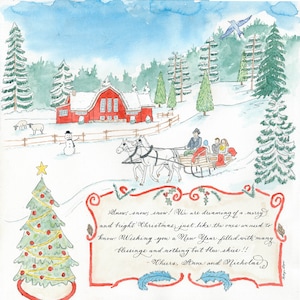 Cartões de Natal personalizados em aquarela em papel cartão de algodão luxuoso