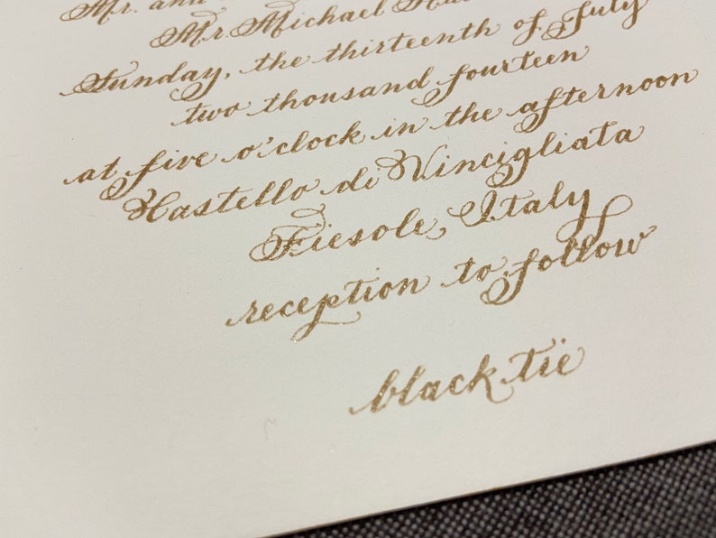 Handwritten Calligraphy Wedding Invitations With Raised - Etsy