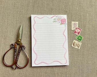 Pink Wave Frame Watercolor 50 Sheet Notepads - 1 Size - Whimsical Handpainted Stationery
