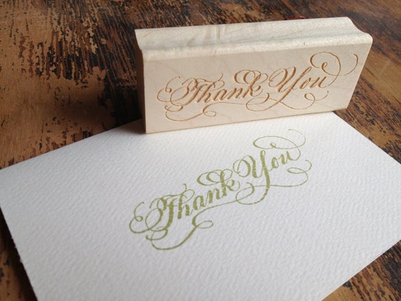 Calligraphy Thank You Stamp - Handwritten for cardmaking and