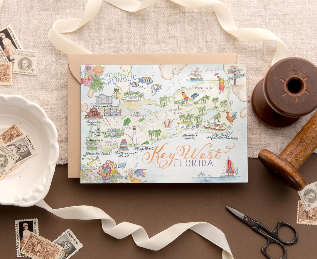 Watercolor Key West Florida Map - Il 1080xN.6001960743 Higj 