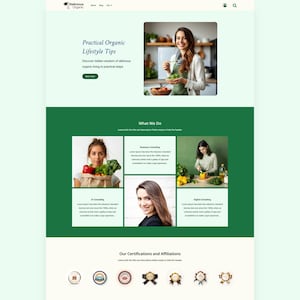 Organic Blog Elementor Template for Lifestyle Business Portfolio Personal Entrepreneur eCommerce Blogger | Plus a Free WordPress Theme