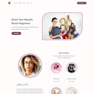 Portfolio Elementor Template for Lifestyle Fashion Career Trainer Coach eCommerce Feminine Entrepreneur Blog | Plus a Free WordPress Theme