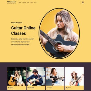 Tutor Elementor Template for School Trainer Academy Blogger Portfolio Personal Music Teacher eCommerce Blog | Plus a Free WordPress Theme