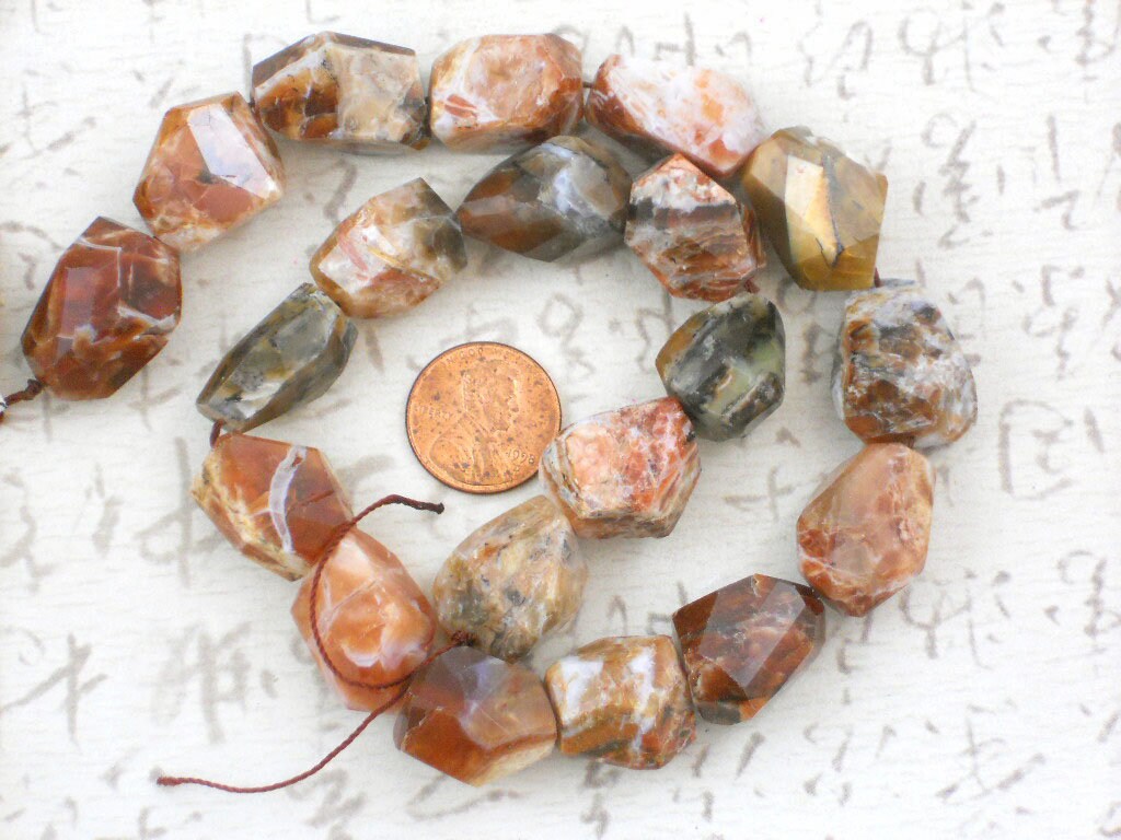 African Brandy Opal Faceted Polygon Beads White Amber Caramel Etsy