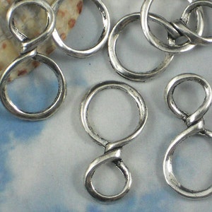 10 Infinity Charms Silver Ring Loops Dangles 30mm Figure 8 Connector Links P916 image 1