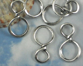 10 Infinity Charms Silver Ring Loops Dangles 30mm Figure 8 Connector Links (P916)