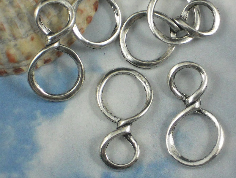 10 Infinity Charms Silver Ring Loops Dangles 30mm Figure 8 Connector Links P916 image 1