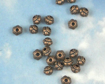 100 Melon Dot Copper 5mm Beads Spacers Hill Tribes Style Dotted Center (P209)