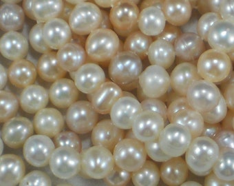 75  Pearls Creamy White Beige Champagne Baroque 6mm Freshwater (4230)