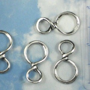 10 Infinity Charms Silver Ring Loops Dangles 30mm Figure 8 Connector Links P916 image 4