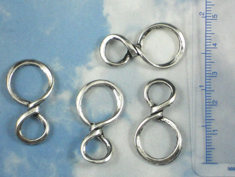 10 Infinity Charms Silver Ring Loops Dangles 30mm Figure 8 Connector Links P916 image 4