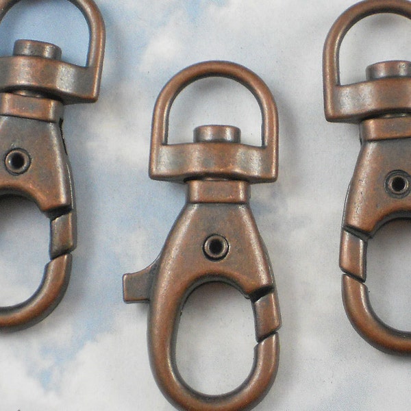 4 Giant Antiqued Copper Swivel Lobster Claw Clasps or Purse Clip (P193)