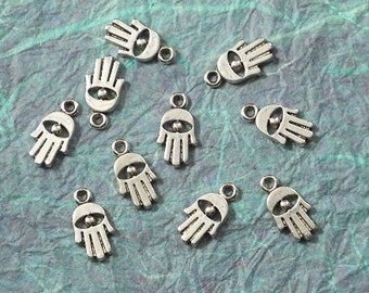 BuLK 500 Hand Hamsa Eye Charms Silver Tone 16mm - Mystical Protection Amulet (P154 -500)