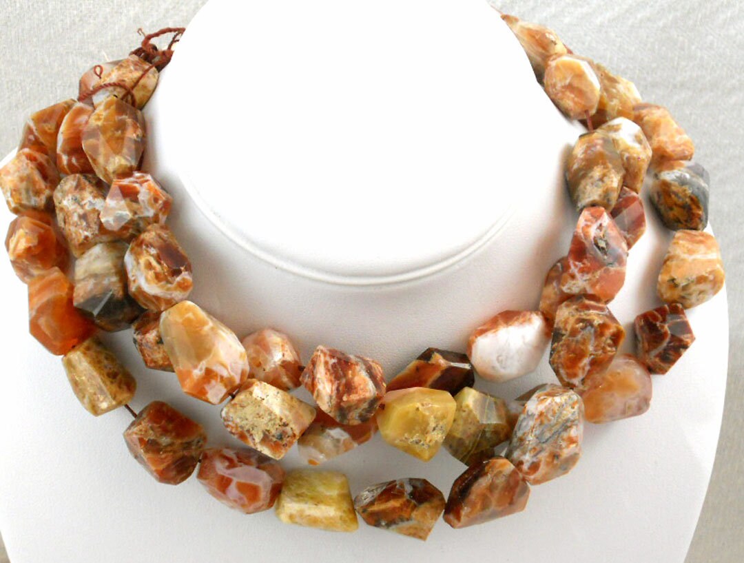 African Brandy Opal Faceted Polygon Beads White Amber Caramel Root Beer
