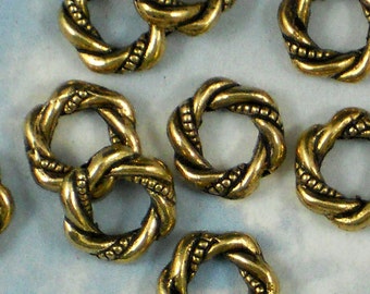 20 Love Knot Gold Beads Loop Rope Bead Frame 11mm Antiqued (P956)