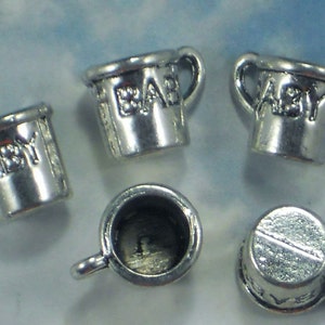 8 Cute Baby Cup Charms 3D Antiqued Silver Tone 2 sided 10mm x 14mm P1753 image 3