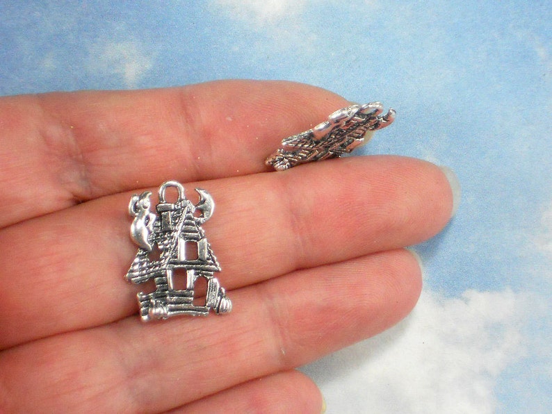 BuLK 50 Fun Haunted House Charms Antiqued Tibetan Silver Tone Halloween P1658 50 image 3