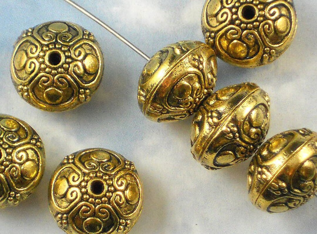 6 Gran 16mm Salsa de Oro Abalorios Tribus Colina Estilo Antiguo P475