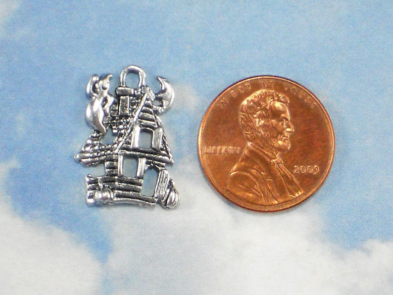 BuLK 50 Fun Haunted House Charms Antiqued Tibetan Silver Tone Halloween P1658 50 image 5