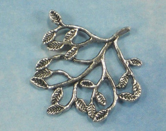 10 Branch And Leaves Charms Antiqued Silver Tone 30mm Pendants (P803)