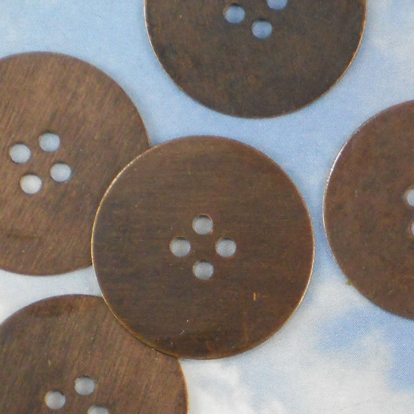 6 Vintaj 24mm Button Blanks Natural Brass Altered Blanks Round Disc - Emboss, Etch, Stamp  (V158)