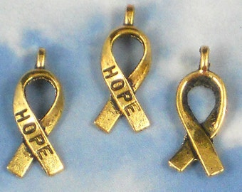 200 BuLK Ribbon of HOPE Gold Awareness Charms - For the Cure - Great for Fundraising (P022 -200)