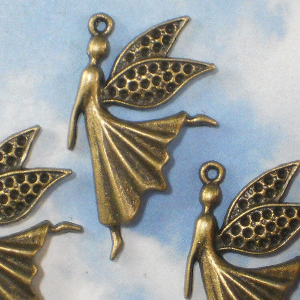 4 Ballet Dancing Fairy Angel Large Charms Pendants Antiqued Bronze Tone 40mm (P1729)