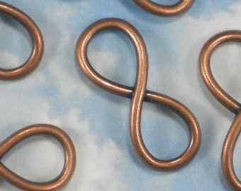 10 Large Infinity Charms Copper Dangles 30mm Classic Figure 8 Connectors (P1233)