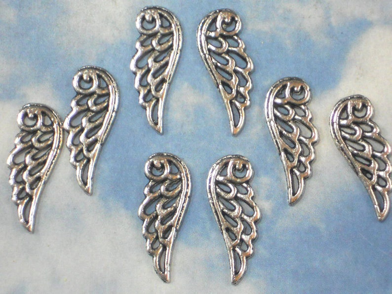 Bulk 50 Filigree Angel Wings Charms Dangles 24mm Silver Finish Etsy