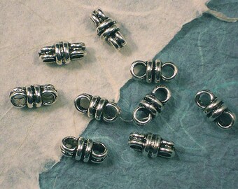 Antiqued Silver Double Band Pewter Connector Links - 24 beads (P227)