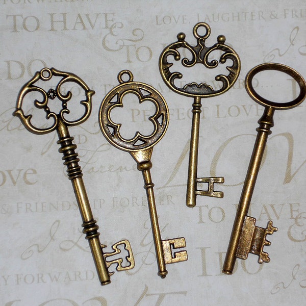 4 Elegante Collection XL Keys Bronze Pendants 68mm - 82mm Big Huge Giant (K15 -4)