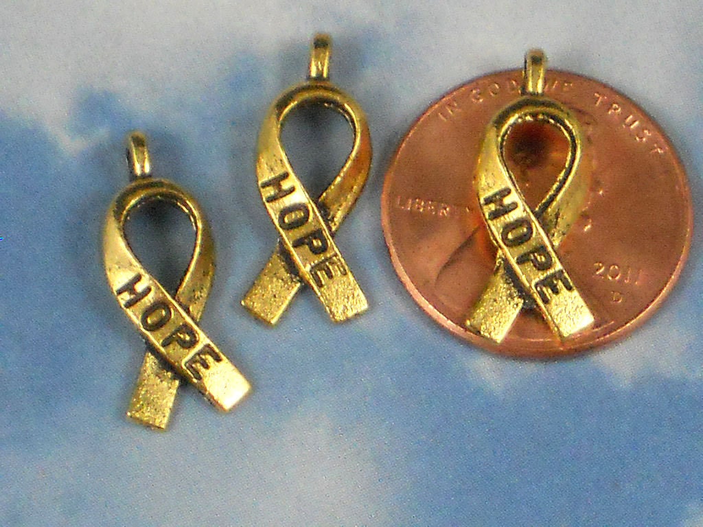 Bulk 50 Ribbon of HOPE Gold Awareness Charms for the Cure Etsy