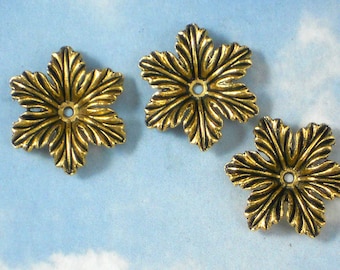 BuLK 250 Gold Flower Petals Bead Caps Floral Ruffle 21mm End Cap Spacer (P879 - 250)