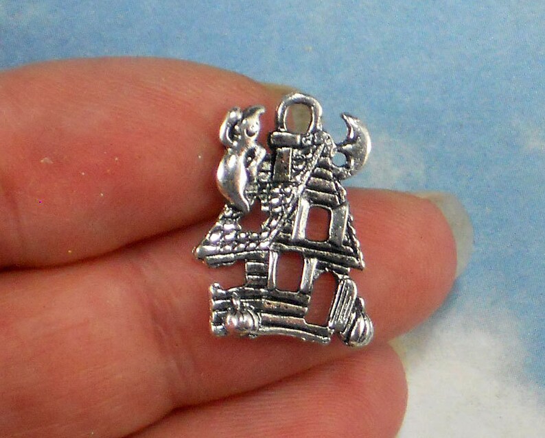 BuLK 50 Fun Haunted House Charms Antiqued Tibetan Silver Tone Halloween P1658 50 image 2