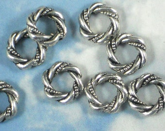 BuLK 100 Love Knot Beads Loop Rope 11mm Antiqued Silver Tone (P384 -100)