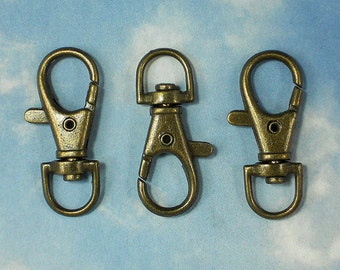 4 Large Lobster Claw Clasps Bronze Swivel Steampunk 38mm Key Rings (P1094)