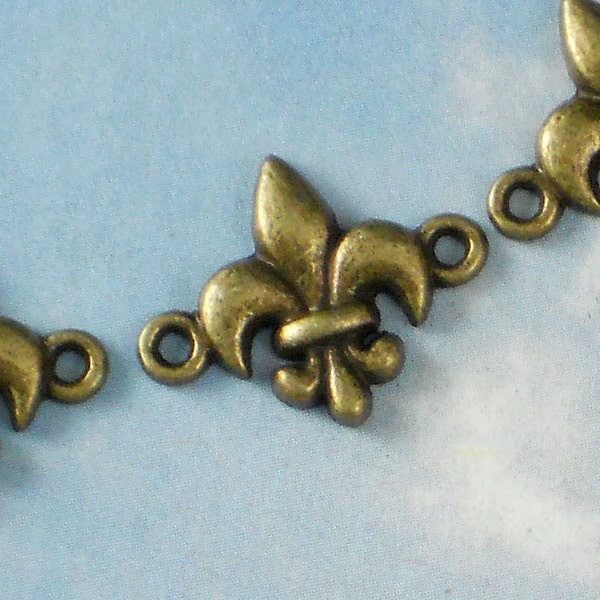 8 Links Fleur de Lis Connectors Bracelet Bronze Tone FDL Fluer Cajun NOLA (P008)