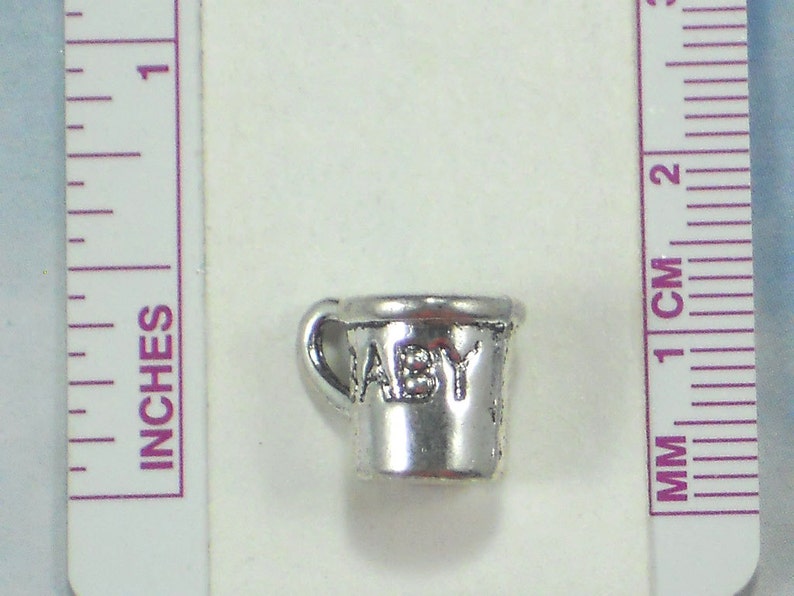 8 Cute Baby Cup Charms 3D Antiqued Silver Tone 2 sided 10mm x 14mm P1753 image 5