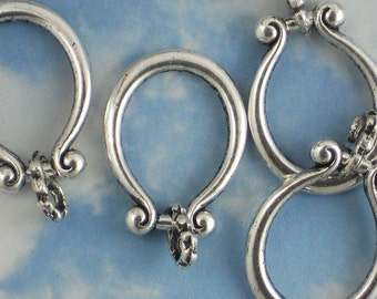 4 Large Silver Hanging Horseshoe Pendant Link Loops (P347)