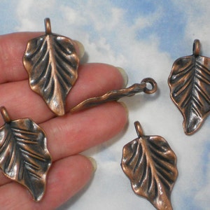 thumbnail image 2 of Antiqued Copper Leaf Charms – Bulk Pendants For Jewelry Making (25 Or 50 Pcs) 2 of 6